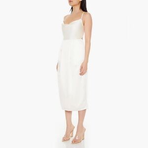 NWT Forever 21 Cream Asymmetrical Midi Slip Dress Size M